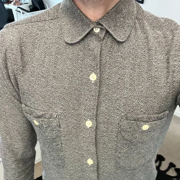*Canadian Made* ~ Eighteen Waits ~ Long Sleeve Pocket Shirt Soft Grey *Vintage* - Picture 3 of 12